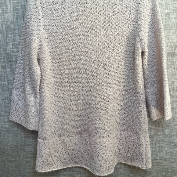 Pink tunic sweater, blush pink sweater with lace trim, Chicos tunic sweater - Picture 8 of 8
